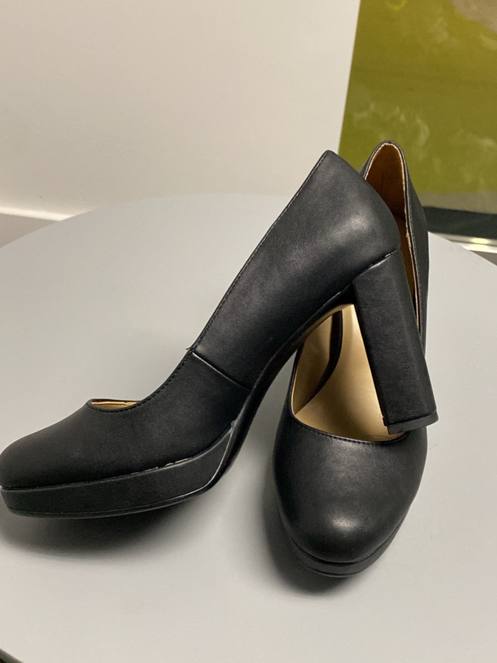 Naturalizer Black Platform Block Heel Pumps